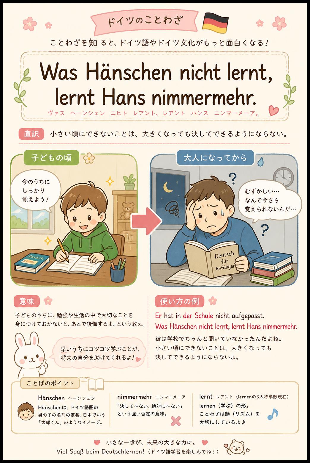 Was Hänschen nicht lernt, lernt Hans nimmermehr.