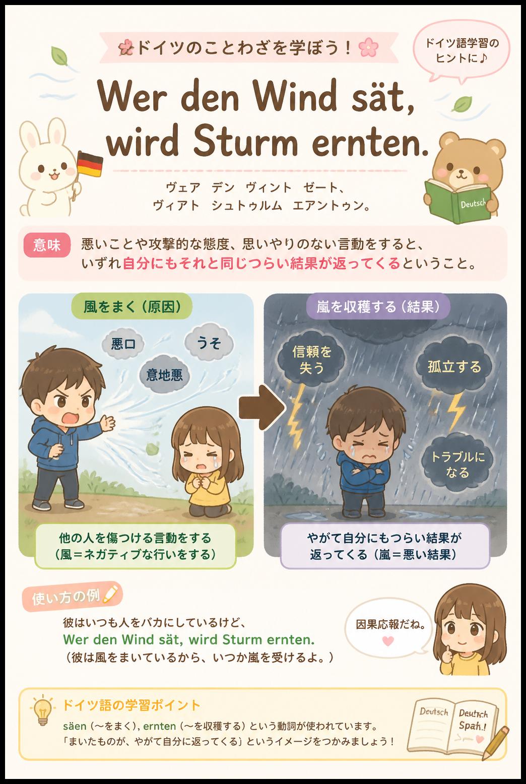 Wer den Wind sät, wird Sturm ernten.